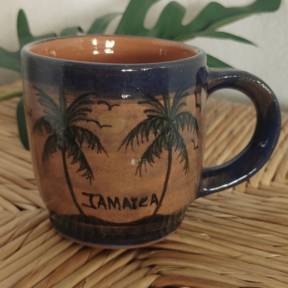 Souvenir Redware Mug Jamaica Palm Trees